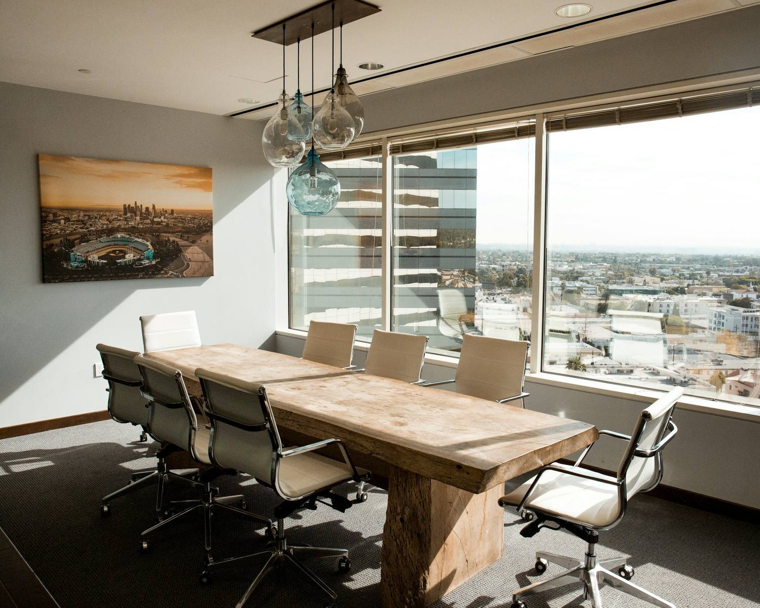 A boardroom overlooking the city